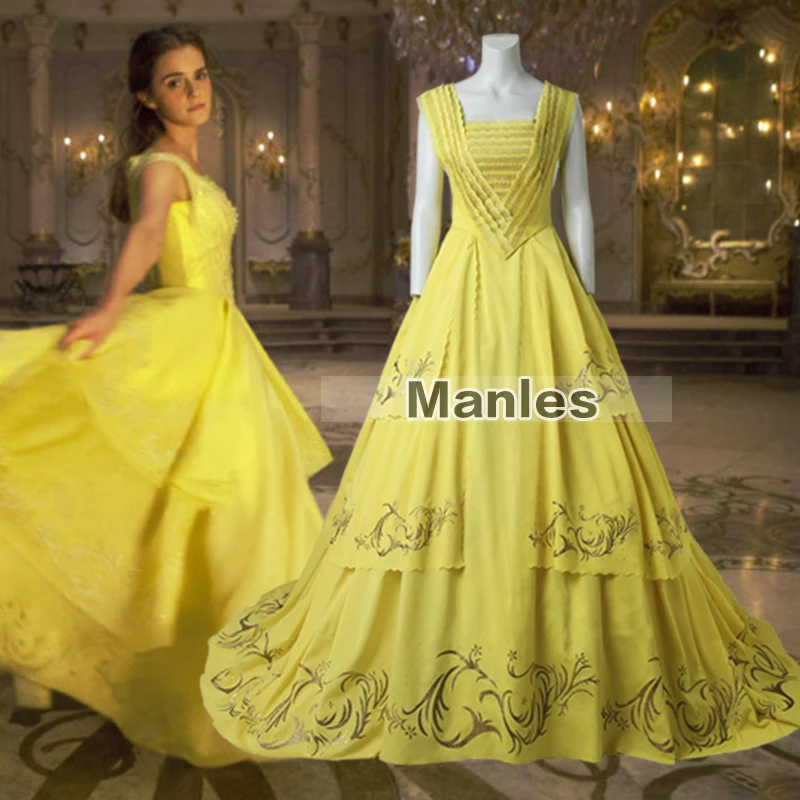 Princesse Belle robe fantaisie 2017 film la Belle et la bête Cosplay Costume jaune vêtements