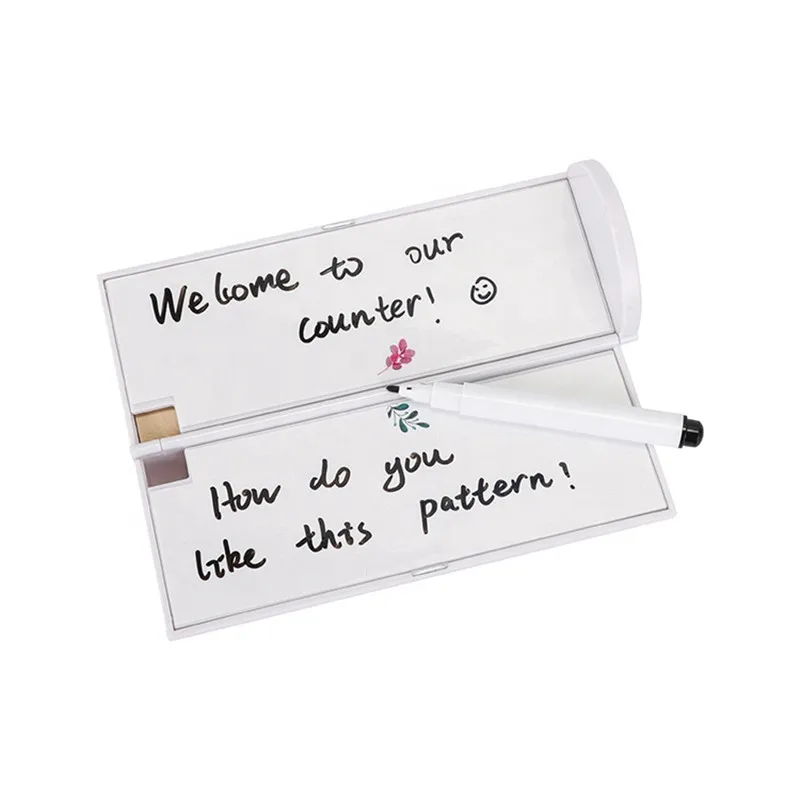 Cena Nowy Kawaii piórnik dwuwarstwowe pudełko na długopis z kalkulatorem lustrzanym pisak do tablic suchościeralnych wycieraczka do przyborów szkolnych kosmetyczka etui