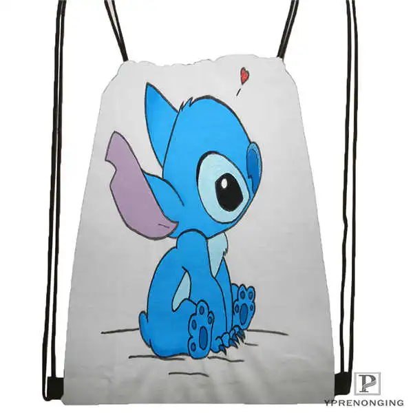 CustomLilo-Stitch-walt@ 01-походная сумка на шнурке для мужчины женщины милый рюкзак дети ранец(черный Назад) 31x40 см#20180611-03-139 - Цвет: Drawstring Backpack