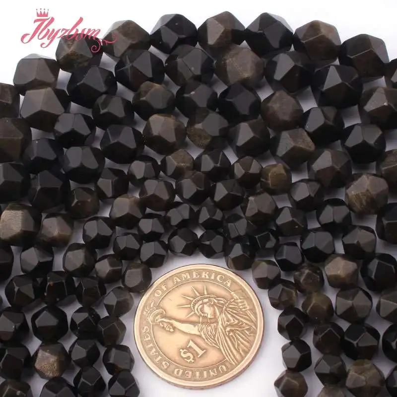 6 8 10 12mm Faceted Gold Obsidian Beads Natural Stone For Necklace Bracelet Earring DIY Jewelry Making 15&quot Free Shipping | Украшения и