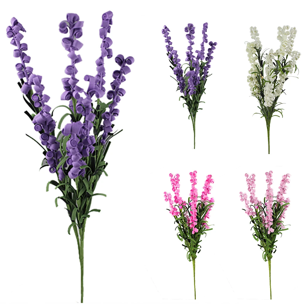 5PCS Artificial Lavender Plastic Lavender Bouquet Flower Arrangement