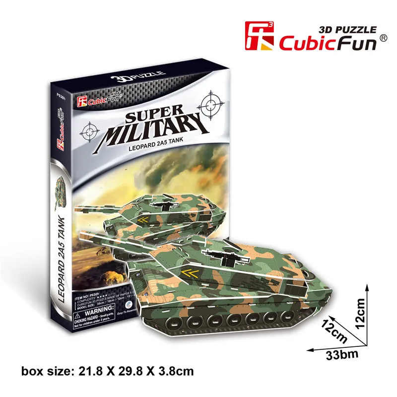 Candice guo 3D puzzle paper building model P630h Super military Leopard 2A5 Tank assemble toy birthday