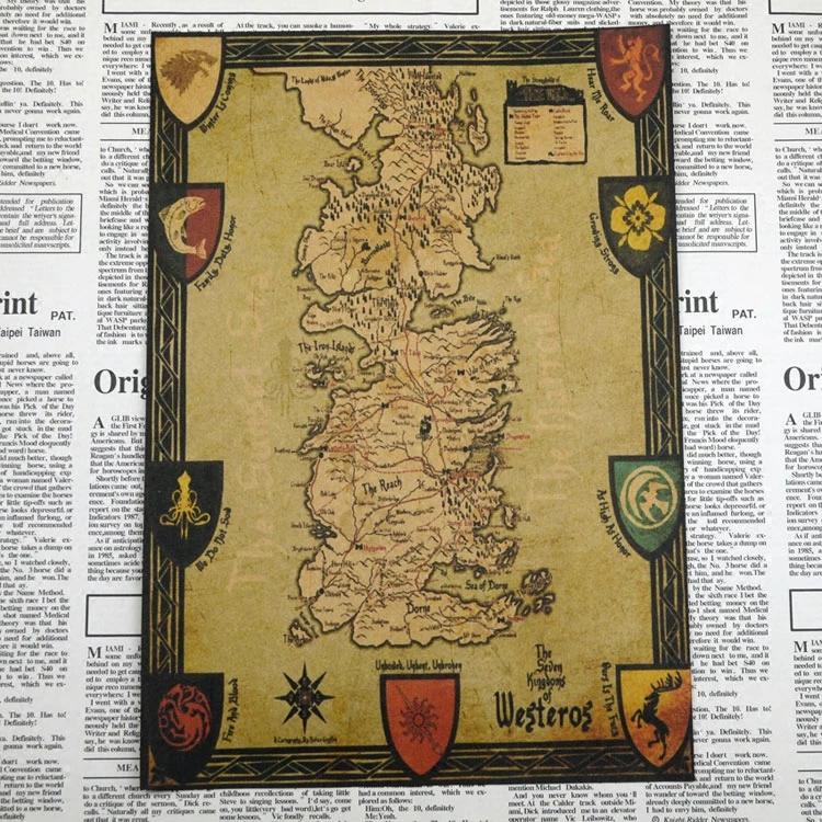 

The Song of Ice and Fire Game of Thrones Map Vintage Retro Decorative Frame Poster Wall Stickers Posters Home Bar Decor 30*21cm