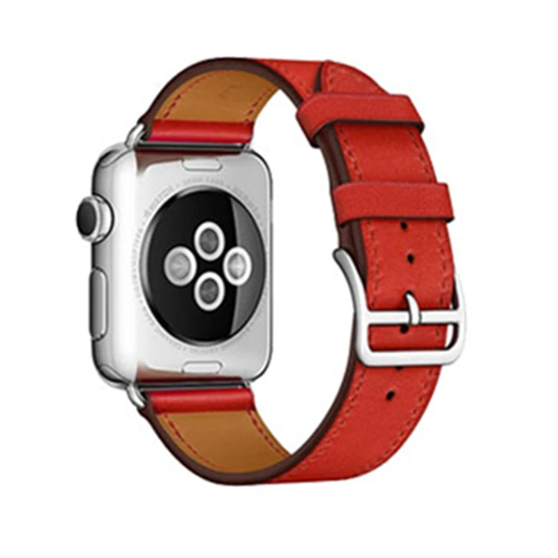 Для Apple Watch, версии 4/3/2/1 Натуральная кожа браслет с кожаным ремешком Tour ремешок для iwatch 38 мм 42 мм 40 мм 44 мм - Цвет ремешка: Red