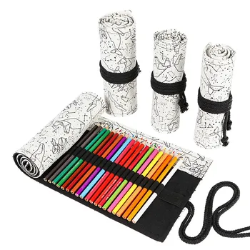 

Constellation Printed Handmade Canvas Art Curtain 36 48 72 Hole Painting Gift Pencil Pen Stationery Bag Storage Pencil Case B398