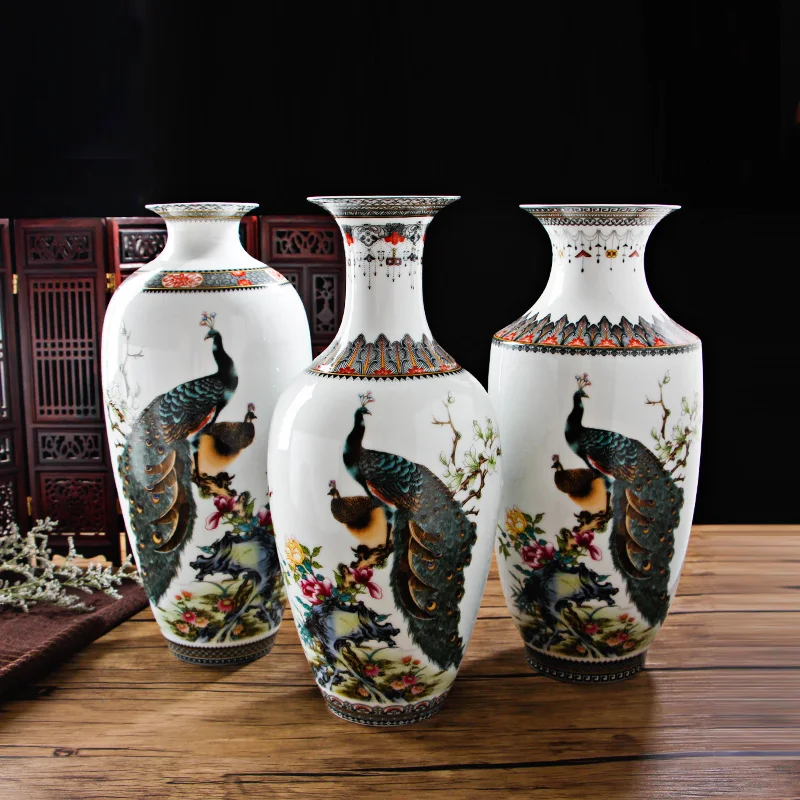Антикварная ваза Jingdezhen с павлином модель беличьего Журавля предметы мебели для