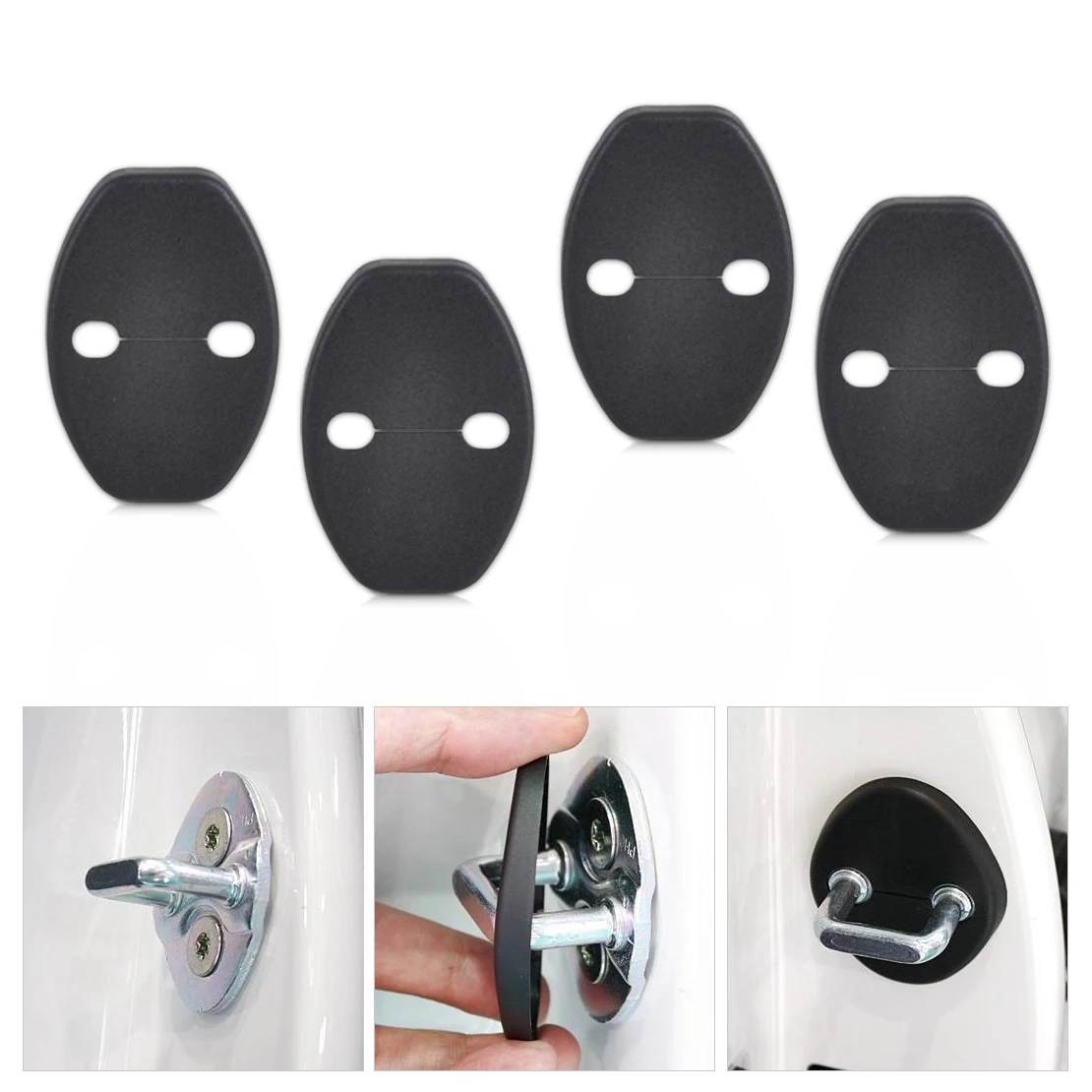 beler 4pcs Car Door Lock Cover Door Striker Cover Hook Lock Protector Antiru Case For Audi A1 A4