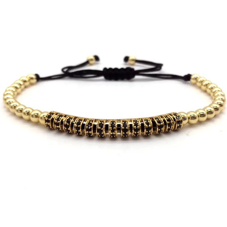 NAIQUBE Hot Brand New Trendy Braided Bracelets& Bangles CZ Long Tubes&4MM Copper Beads Macrame Jewelry For Men - Окраска металла: 6