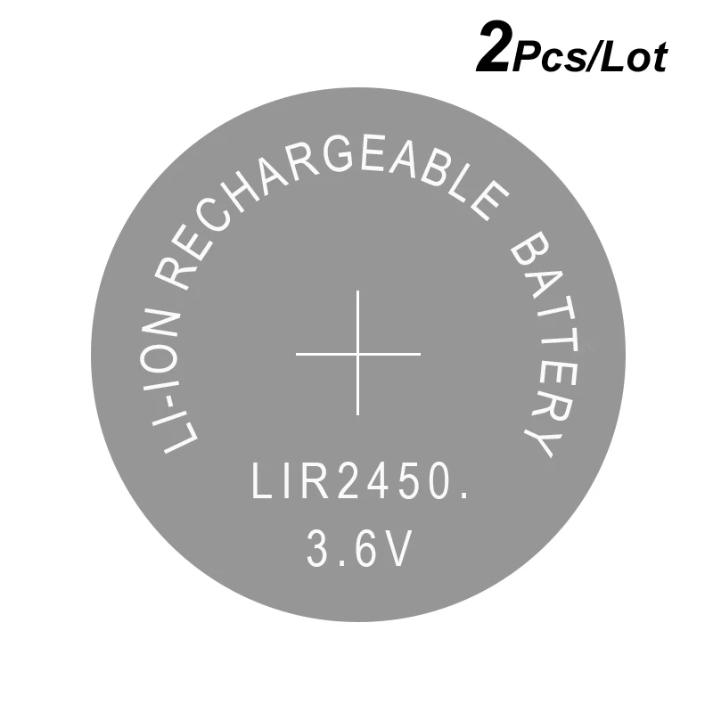 Кнопки сотового литий-ионный Перезаряжаемые Батарея LIR2450 3,6 V 2 предмета-2450 заменить CR2450