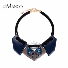 EManco resina geométricas colgante collar gargantilla ajustable declaración de cristal para las mujeres de la joyería colar feminino