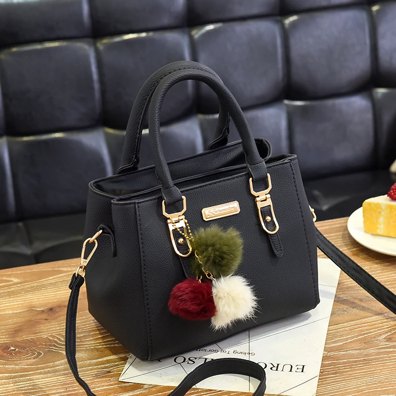 Elegant Designer Handbags Women Bags Messenger PU Leather Crossbody Bags  Hairball tassen Girls Shoulder Bag Top-hand Tote Bag