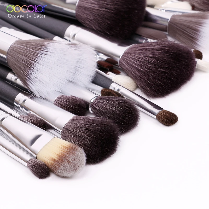 Docolor 29 piezas maquillaje cepillo kit de cepillo cosmético profesional alta calidad maquillaje con el caso la naturaleza de cerdas de hacer cepillos - 3