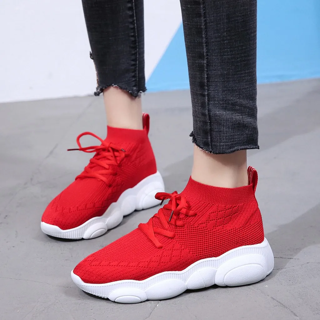 

Women casual shoes fashion breathable Walking mesh lace up flat shoes sneakers women 2018 tenis feminino #XTN