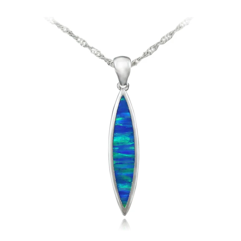 

HAIMIS Surfboard Opal Pendant Free Chains Gift Box Amazing Design Blue White Green Pink Brown Fire Opal Pendant 40x8mm OP453