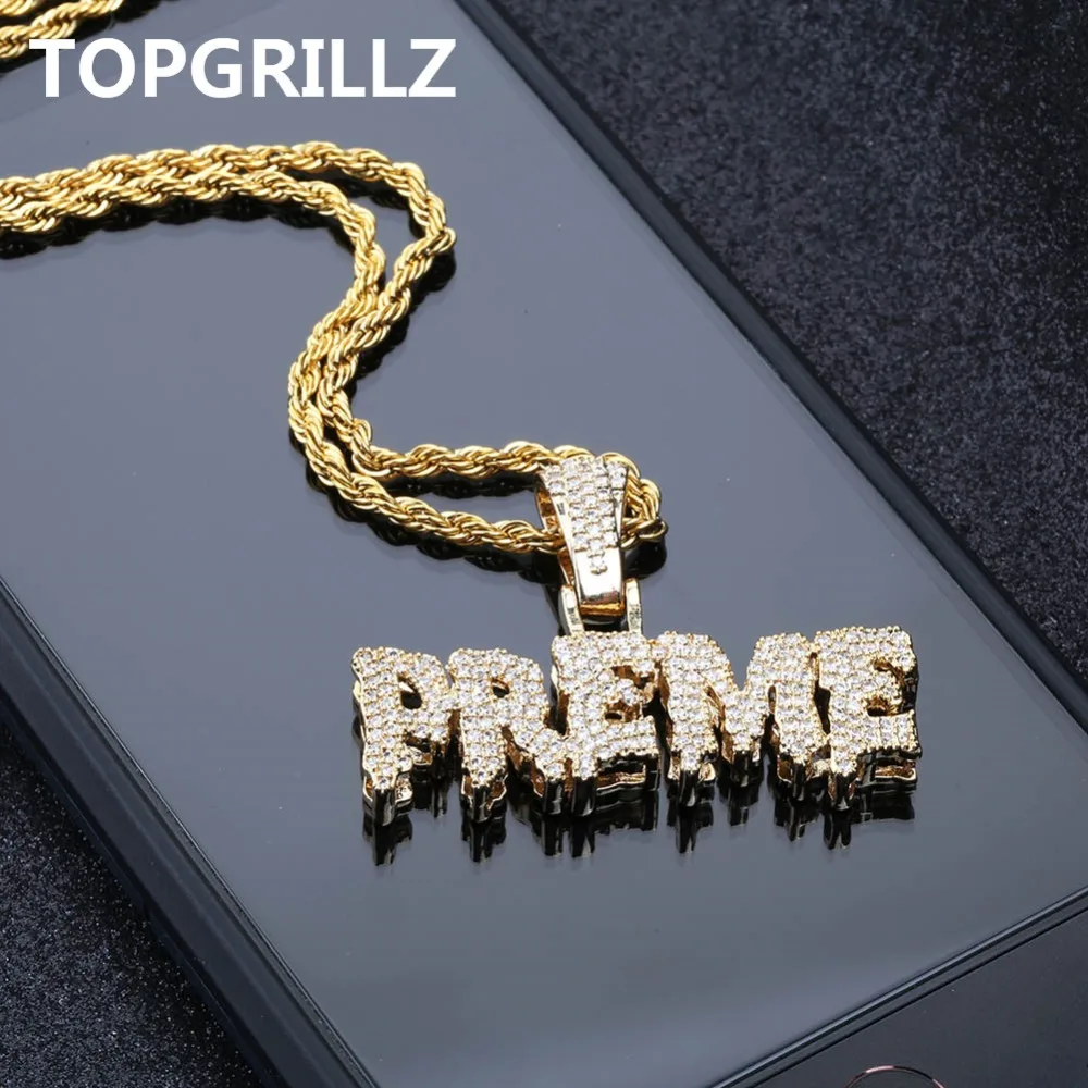 TOPGRILLZ хип хоп для мужчин и женщин Iced Out Bling Cubic Zircon PREME ожерелье золотой серебряный