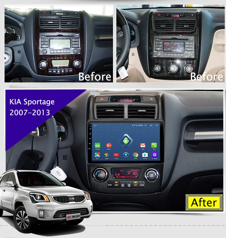 Best Android 8.0 2+32G 4G 3G WIFI netcom 9 inch For KIA Sportage 2007-2013 built-in radio gps support steering wheel bottons control 1 Best Android 8.0 2+32G 4G 3G WIFI netcom 9 inch For KIA Sportage 2007-2013 built-in radio gps support steering wheel bottons control 1