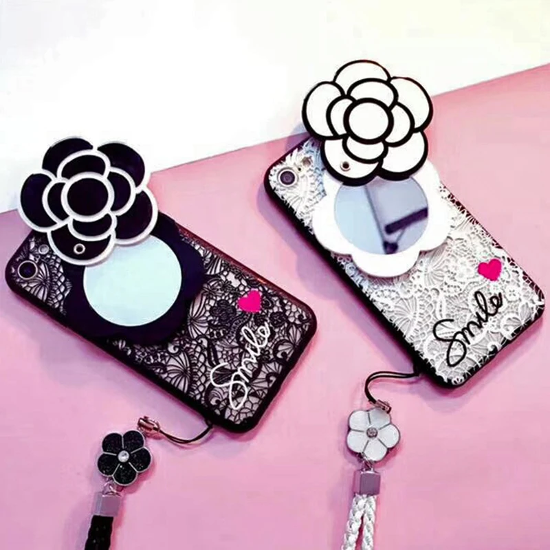 3D Luxury Flower Patterned Mirror Case For iPhone 8 7 7Plus 6 6s Case Lace Silicone Soft Case For iPhone 6 S 6s 7 8 Plus X Cover (15)