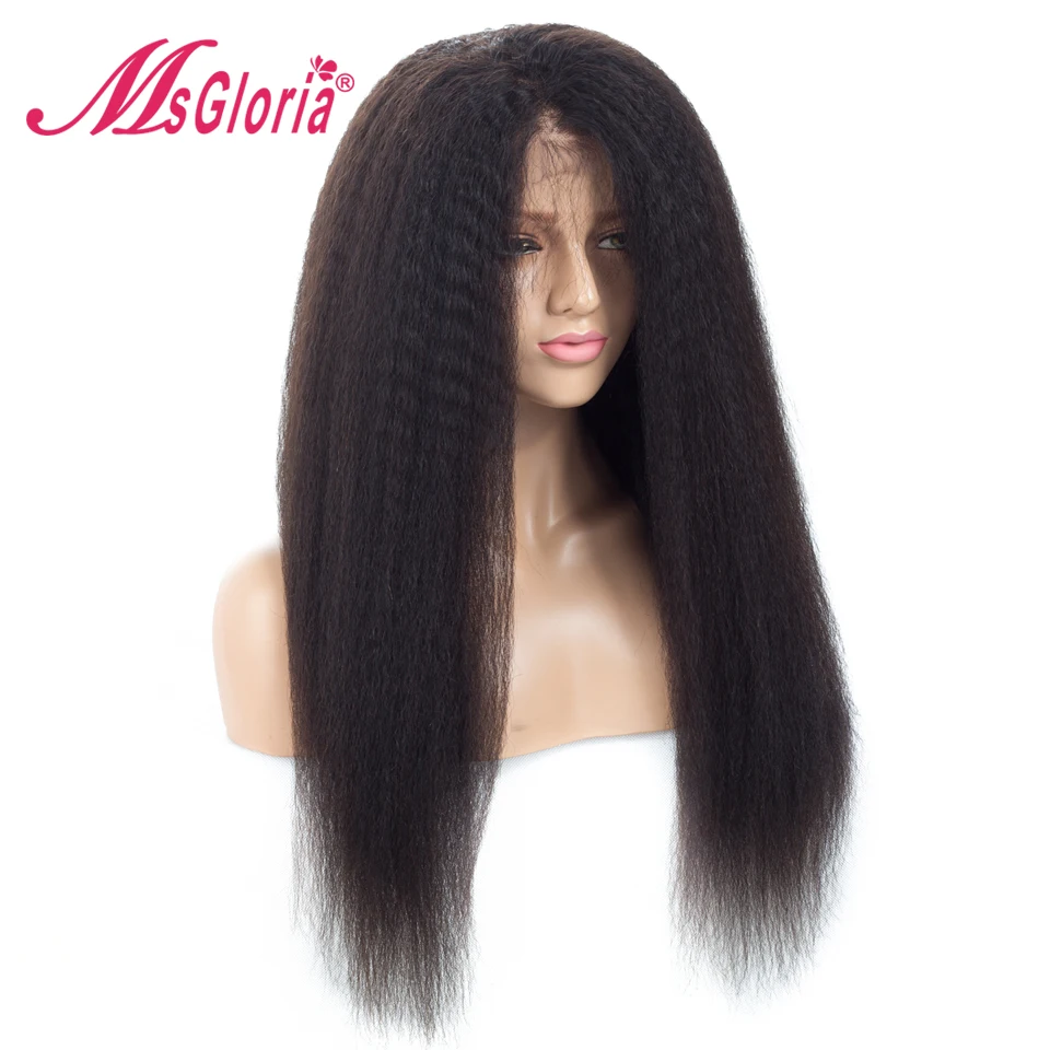 Msgloria Italian Yaki бразильские бесклеевые кружевные передние человеческие волосы