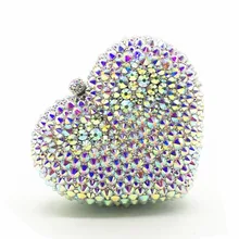 XIYUAN женский белый/черный/красный/ярко-розовый/серебристый/серый с кристаллом в форме сердца свадебное платье со стразами вечерние мешок, клатч, сумка