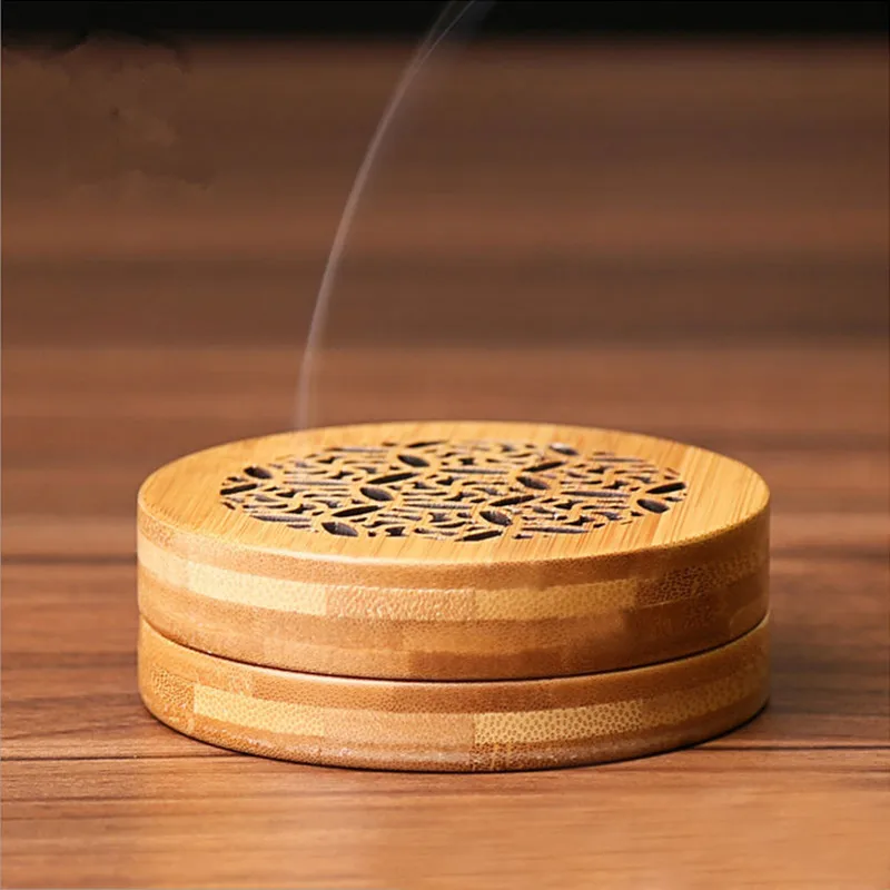 Bamboo Round Zen Incenso Burners Sandal Incense Holder Round sandalwood