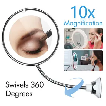 

LED Nigh Lamp Makeup Mirror Light 360 Degree Rotation 10X Magnifying Makeup Mirror Suction Wall Mount bathroom bedroom Lamp