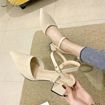

Mhysa 2019 Women Pumps Fashion Women Shoes Party Wedding Square heel High Heel Pointed Toe Ladies Dress shoes High 7cmT466