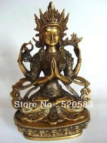 

free NEPAL TIBETAN STATUE CHENREZI BRONZE BUDDHA fast