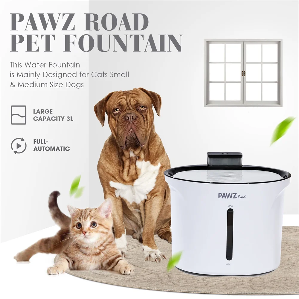 

EUR Plug Pet Dog Cat Water Dispenser Bowl Fountain Drink Electric Automatic Feeder 3 Liters Pet Fountain with Super Quiet Pump