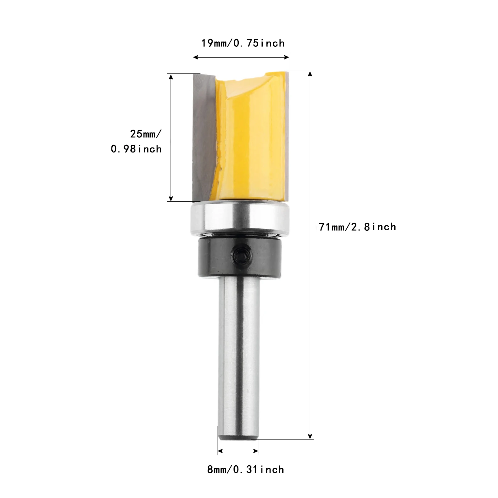 

DRELD 1pc Woodworking Capenter Tools 8mm Shank Trim Template Router Bit Straight End Mill Trimmer Cleaning Flush Tenon Cutter