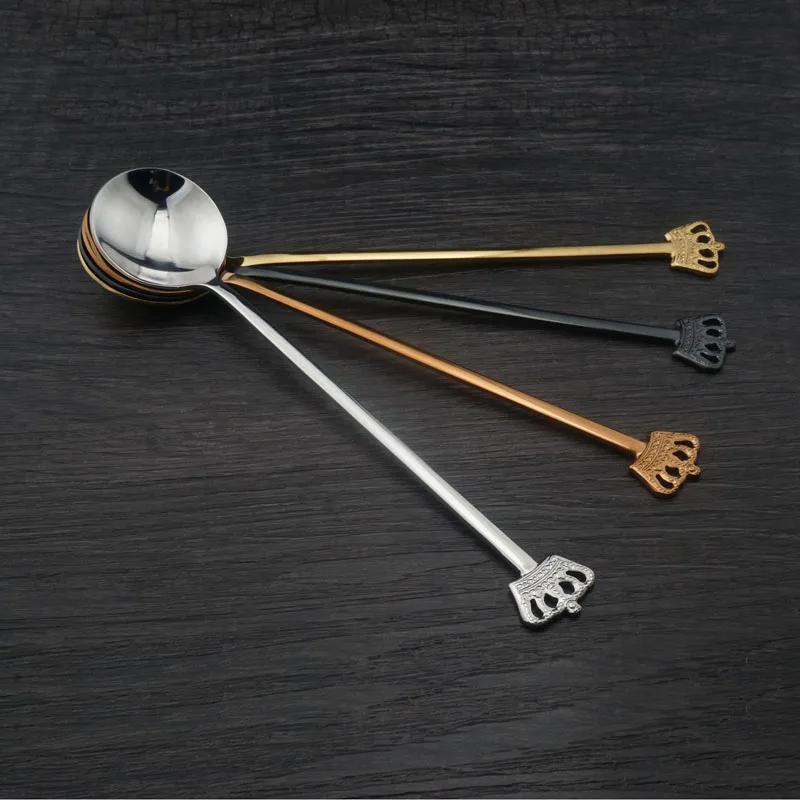2pcs 19.3*3.9cm crown shape spoon, Korean creative 304 stainless steel
