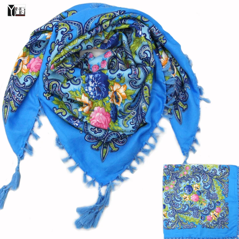 hot sale new fashion woman Scarf square scarves short tassel floral printed Women Wraps Winter lady shawls free shipping-03