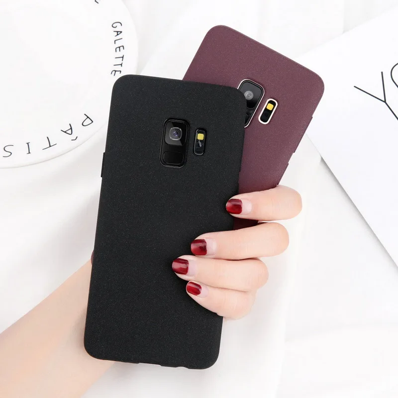 

Luxury Soft TPU Silicone Shockproof Phone Case For Samsung S9 S8 Plus Matte Color Full Back Cover For Samsung A8 Plus 2018 Coque