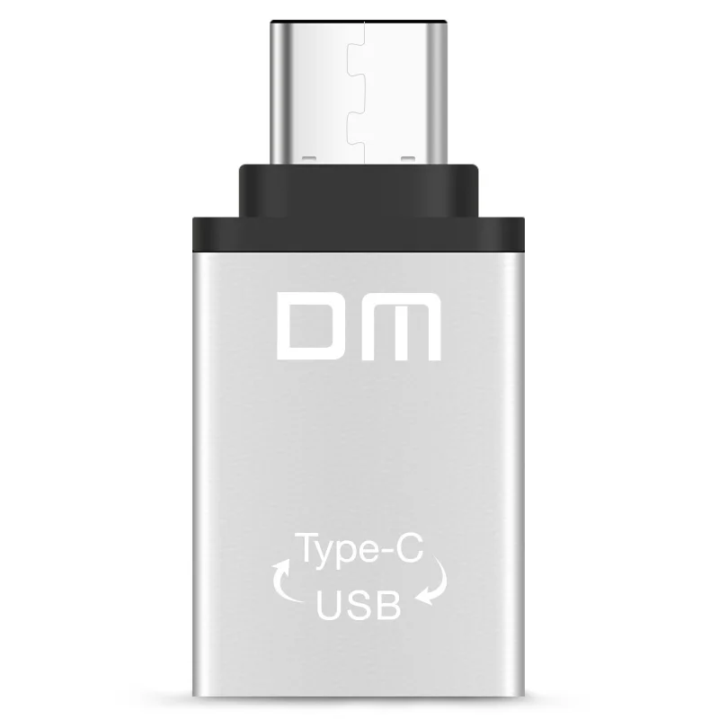 DM Type-C адаптер серебро USB C штекерным USB3.0 Femail USB OTG конвертер для устройств с typec интерфейс