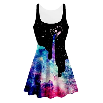 

3D Print art funny Milk Space Galaxy women Summer women's clothing tank top dress sleeveless dress Quality quality 3d dress-7