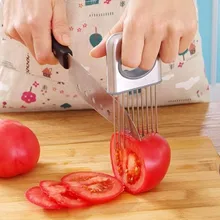 Кухонные гаджеты удобный держатель из нержавеющей стали для лука картофель резак для овощей безопасные инструменты для приготовления пищи