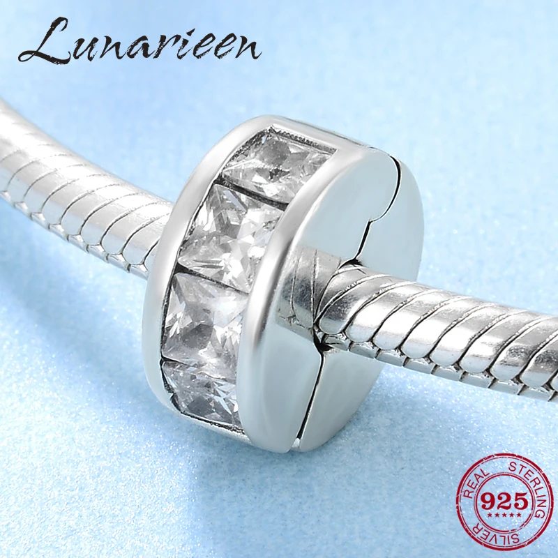 

Real 925 sterling silver round square zircons bracelets&bangles charms beads Making Fit Original Pandora Charm Bracelet Jewelry