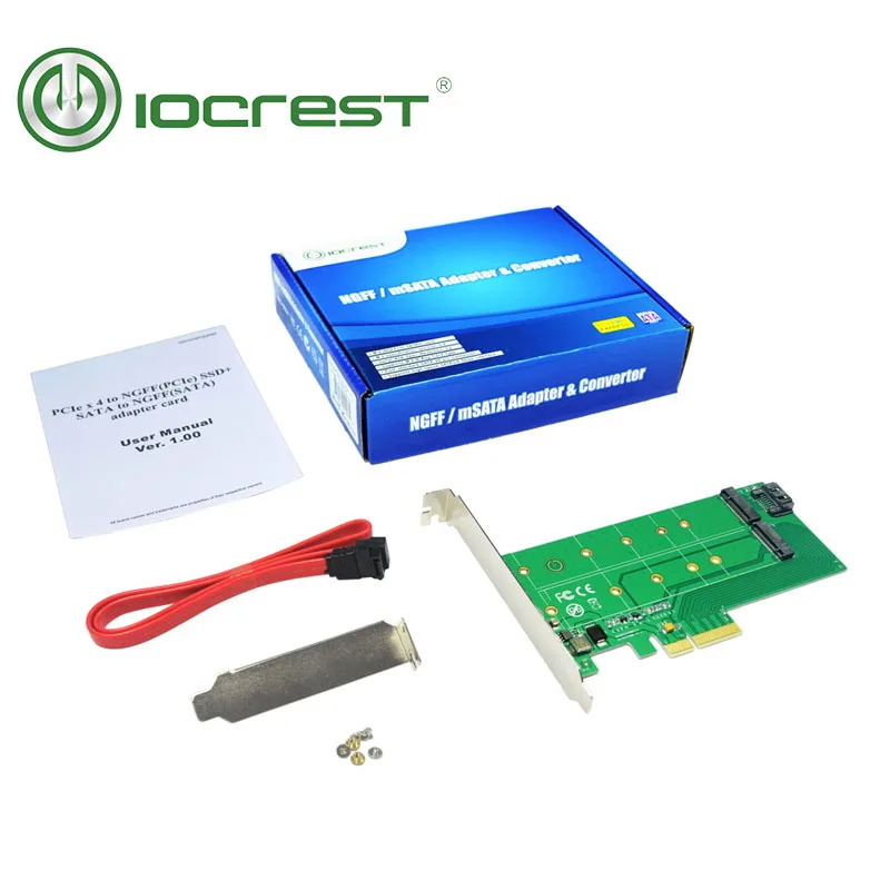 IOCREST PCIe x 4 к NGFF(PCIe) NVMe SSD+ SATA к NGFF(SATA) адаптер карты двойного напряжения питания