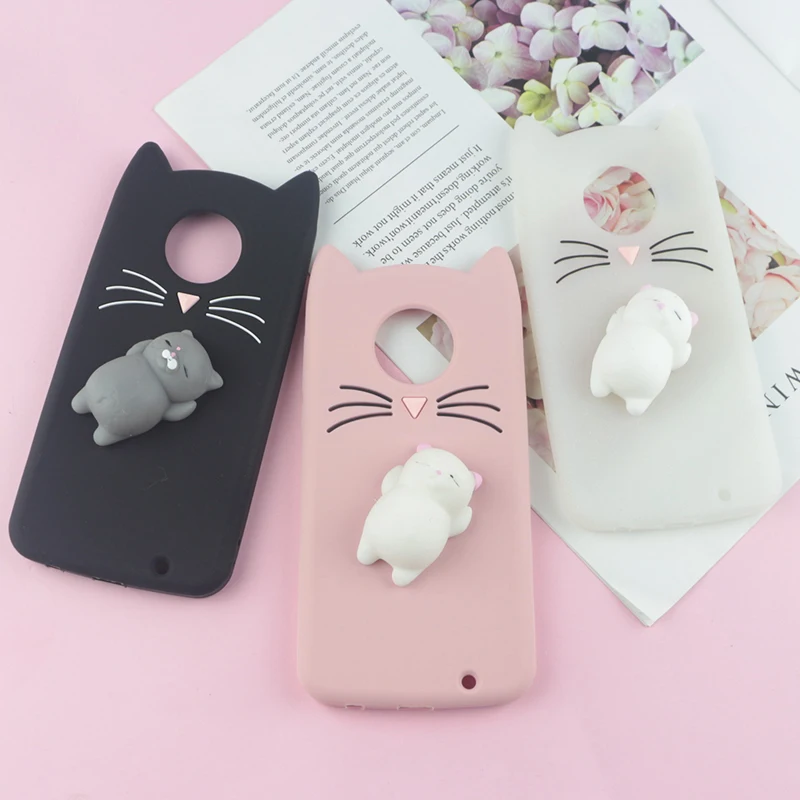 

3D Cute Japan Glitter Bearded Cat Case For Motorola Moto G6 Plus 5.93" Cute Squishy Cover Silicone Mobile Phone Bags