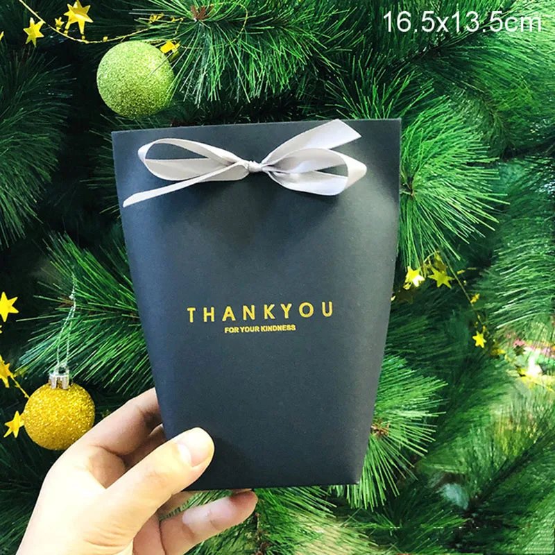 5pcs Upscale Black White Bronzing "Merci" Candy Bag French Thank You Wedding Favors Gift Box Package Birthday Party Favor Bags