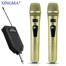 XINGMA PC-K1 беспроводной микрофон профессиональный ручной 2 канала студия двойной VHF динамический микрофон для караоке системы компьютера KTV