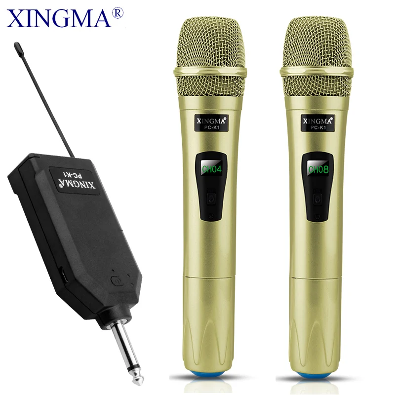 Cena XINGMA PC K1 mikrofon bezprzewodowy profesjonalny ręczny 2 kanały Studio podwójny VHF mikrofon dynamiczny do system do karaoke komputera KTV