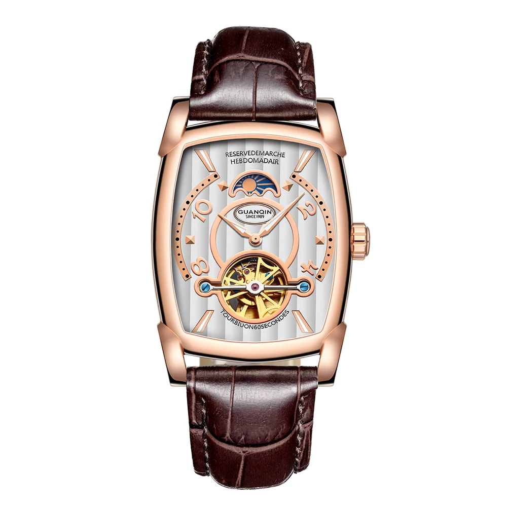 

GUANQIN Automatic Mechanical Watches Men Sport Luxury Brand Luminous Watch Fashion Casual Leather Wristwatch relogio masculino