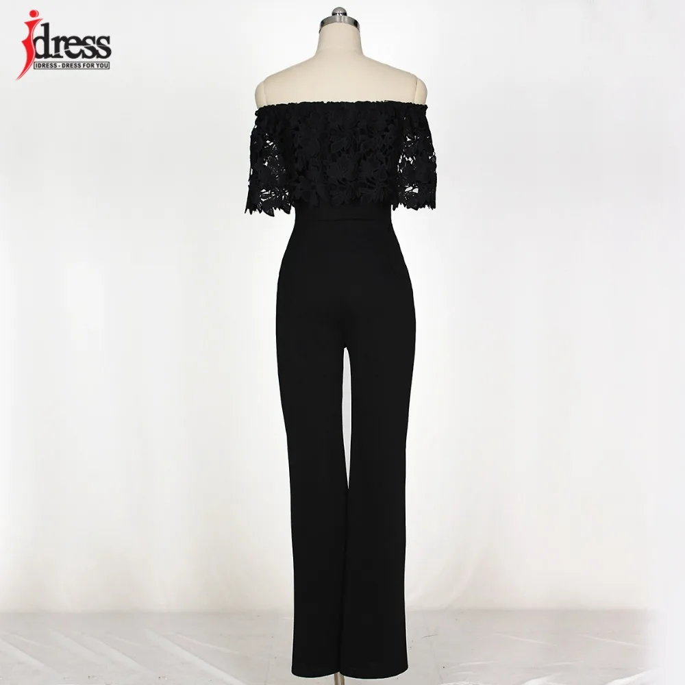 IDress Lace Crochet Rompers Women Jumpsuit Sexy Strapless Bodycon Jumpsuit Wide Leg Black White Yellow Long Pant Romper Overalls (4)