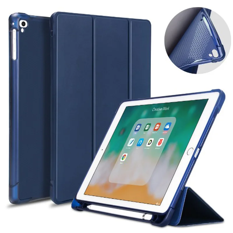

For ipad 2017 2018 Case with Apple Pencil Holder PU Leather Silicone Soft Cover Smart Case For Apple ipad Air 1 Air 2 Pro 9.7