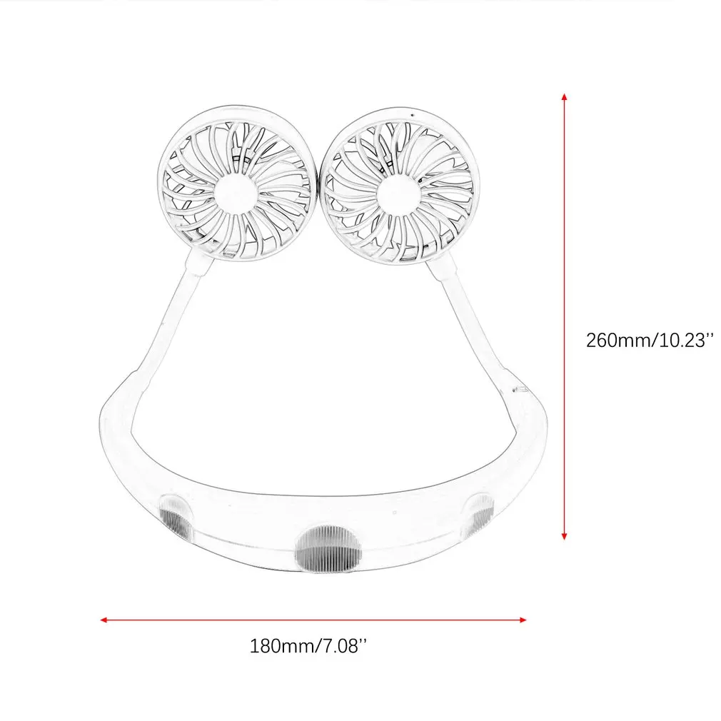 Вентилятор для шеи Портативный мини двойной ветровой головкой шейный вентилятор с USB Перезаряжаемый охладитель воздуха для путешествий на