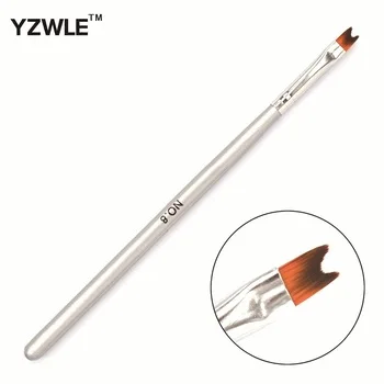 YZWLE 1 PC Professional Manicure Brush Silver Wood Handle Half-moon Shape French Nail Brush 05