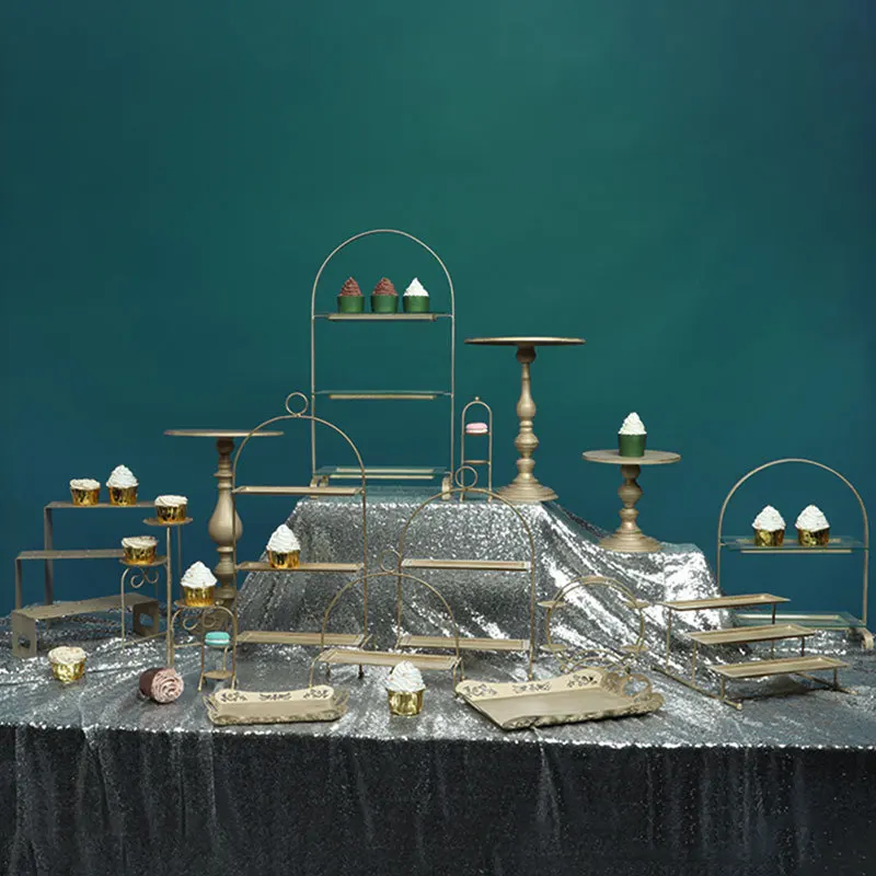 Шампанское золото торт кекс тарелки свадебный торт хрустальные подставки для вечерние украшения выпечки хлеб дисплей стойки десерт поднос держатель