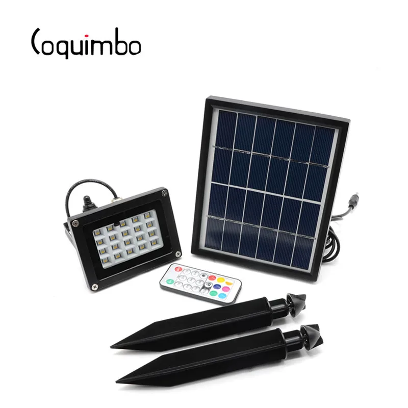 Водонепроницаемая 20 * RGB 5050LED 6V 3W солнечная панель Солнечная лампа Встроенная