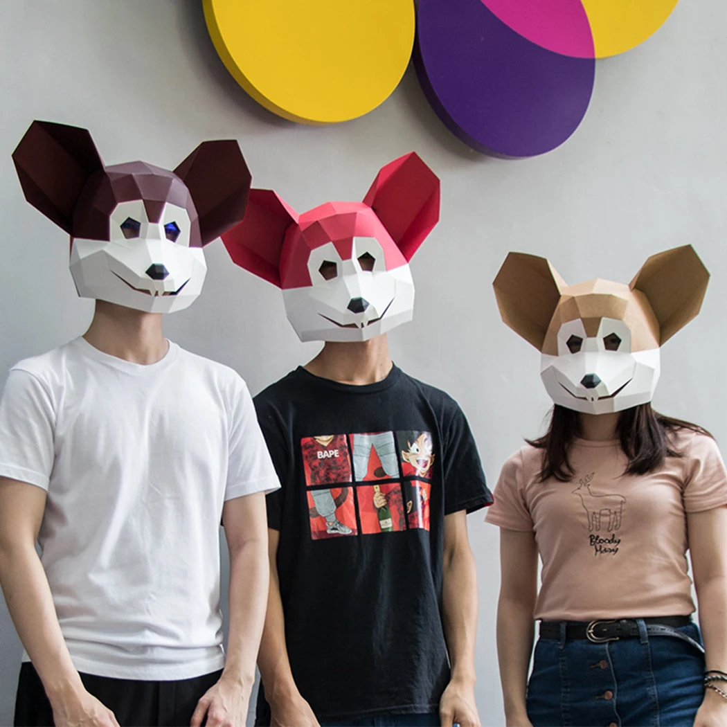 Маска для вечеринок креативная ручная 3D мышь DIY маска животных Маскарадная