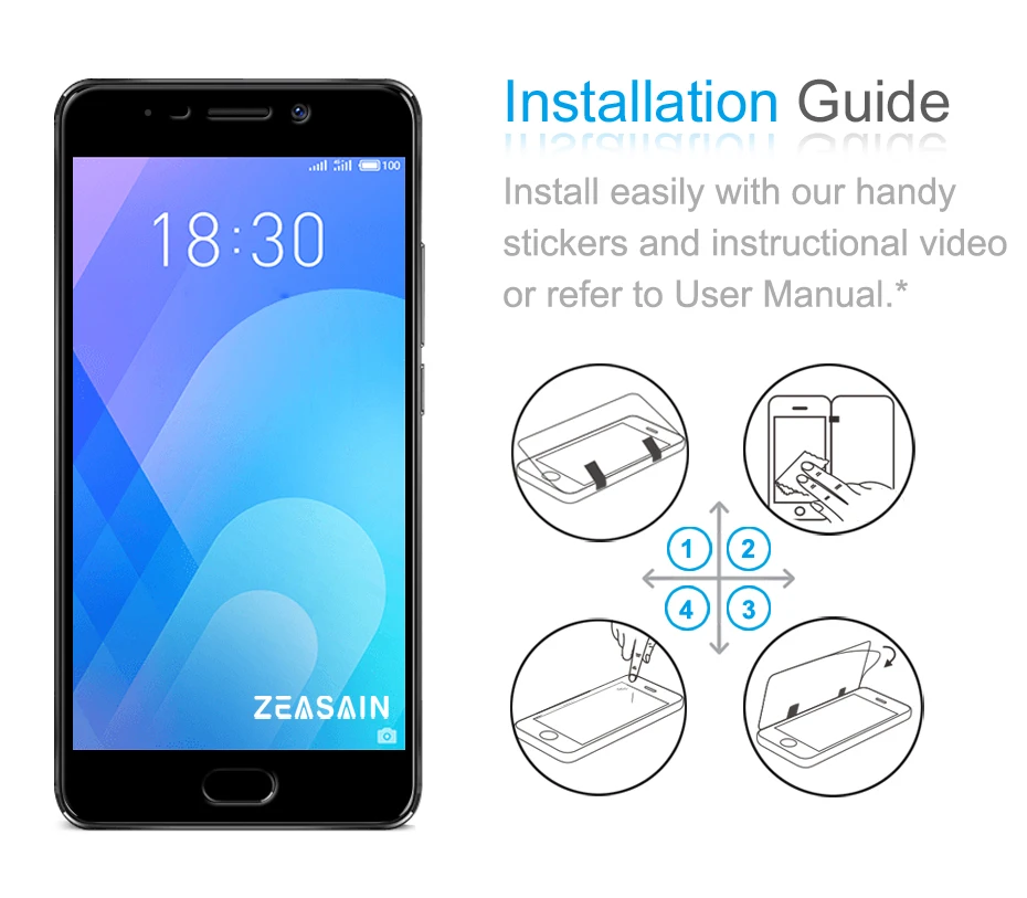 2 Pack Original ZEASAIN 2.5D Full Cover Tempered Glass Screen Protector For Meizu M6 Note Meilan Note 6 Note6 Safety Glass Film (2)